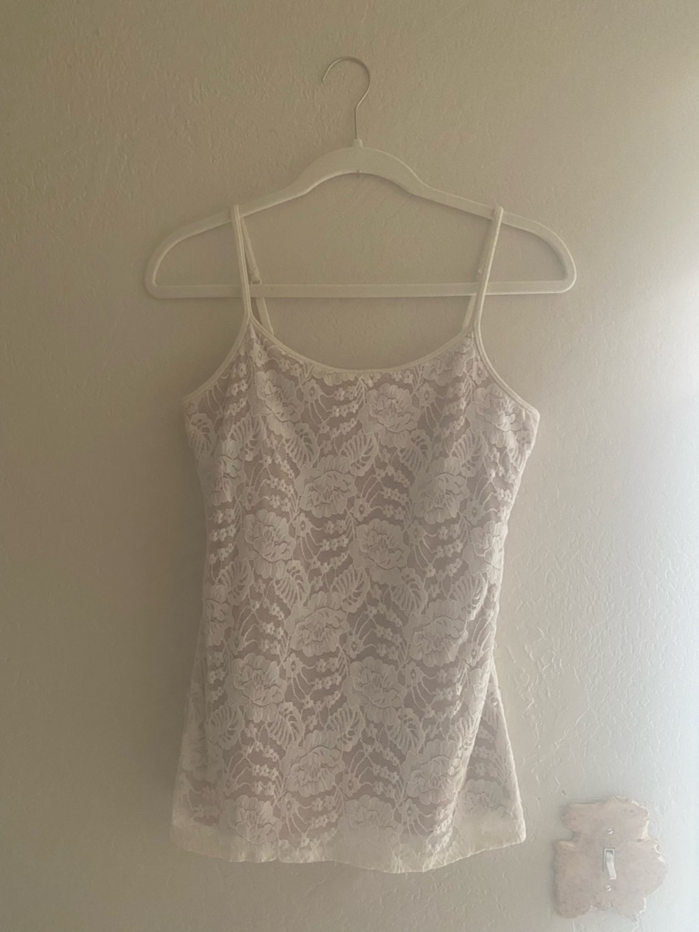 Express Ivory Lace Camisole with Floral Overlay